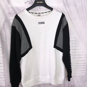 Pink white pull over sweater